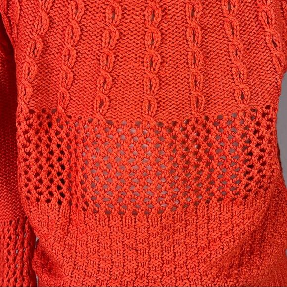 Anthropologie Guinevere Purl Wise Sweater Women Medium Wool Pumpkin Spice Orange - Picture 6 of 13